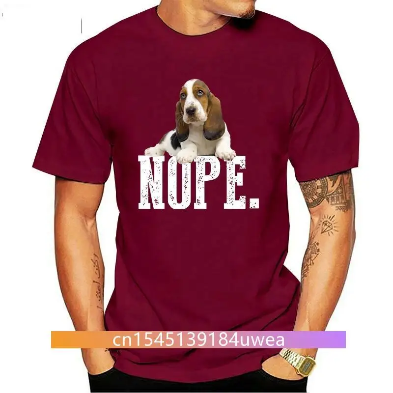 New nope lazy basset hound dog gift t shirt men Designs tee shirt Crew Neck Trend Anti-Wrinkle Funny Casual Spring slim tshirt