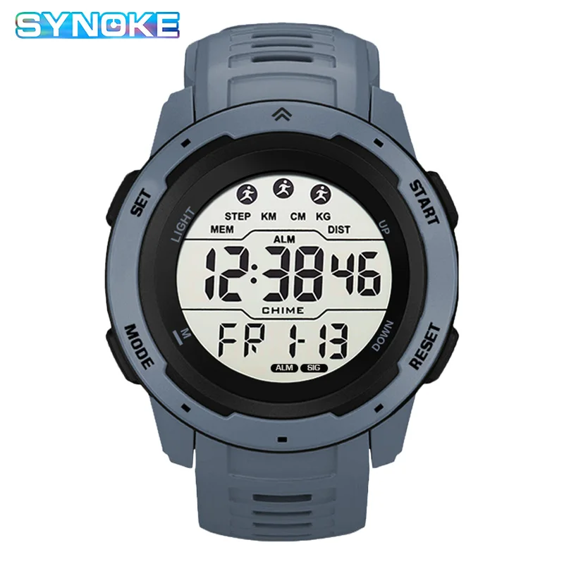 

SYNOKE Watch Men Outdoor Sport Clock 5Bar Waterproof Military Watches LED Display Big Dial Digital Watch Reloj De Hombre