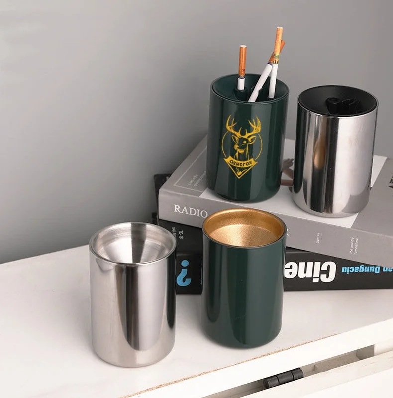 

Пепельница из нержавеющей стали креативная ветрозащитная Бытовая сигарета гаджет аксессуары автомобильная пепельница с крышкой подарок д...