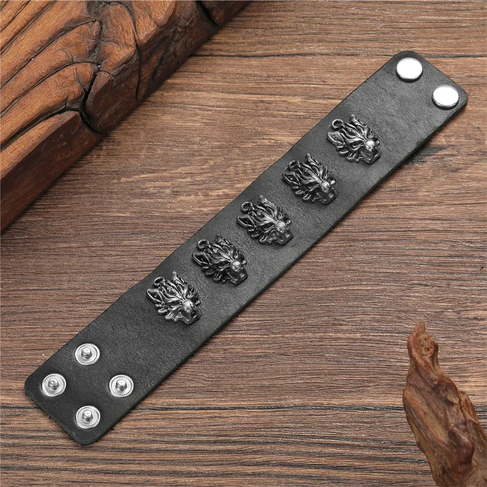 Мужской классический кожаный браслет в форме животного