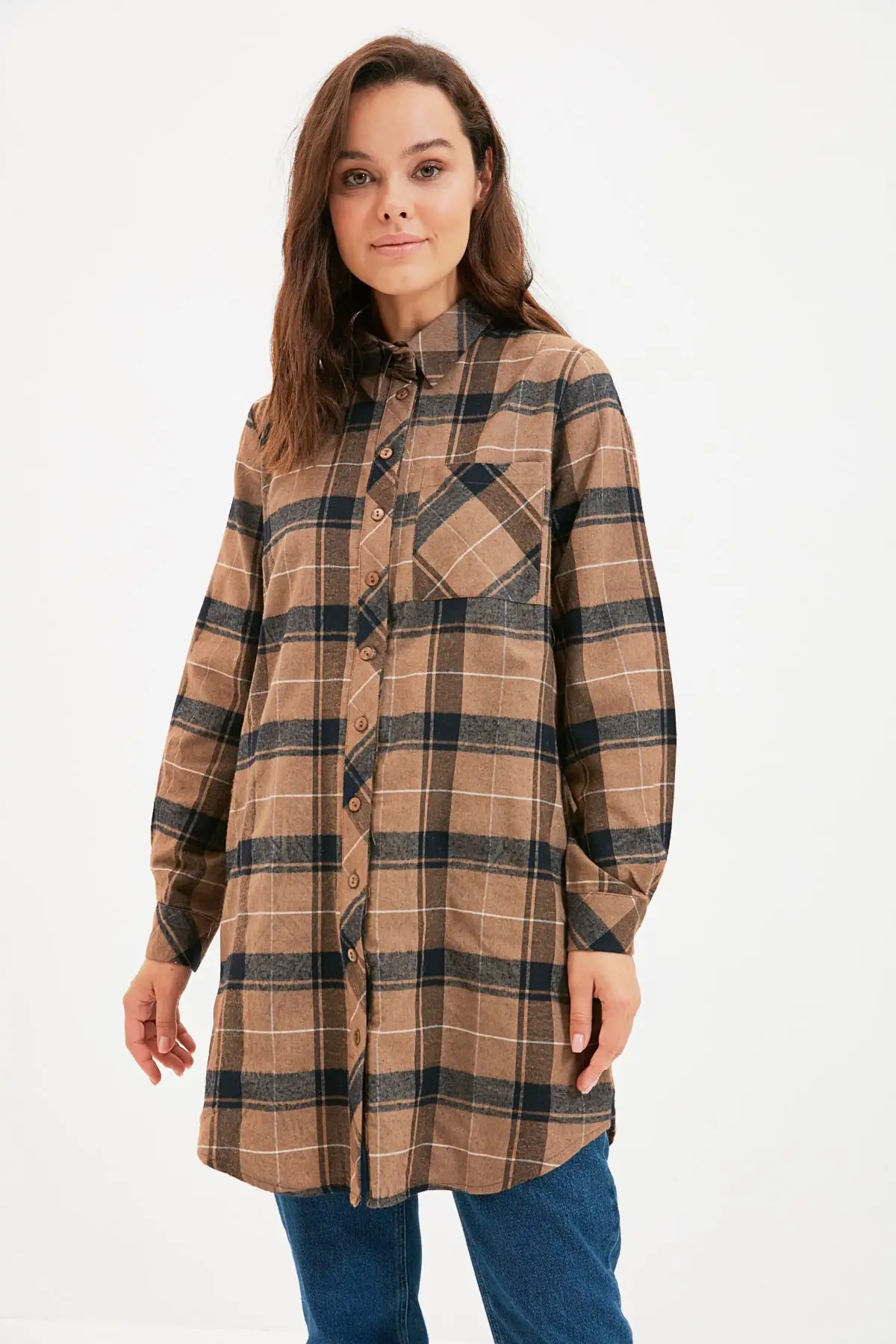 

Trendyol Shirt Collar Plaid Tunik TCTAW22UK0158
