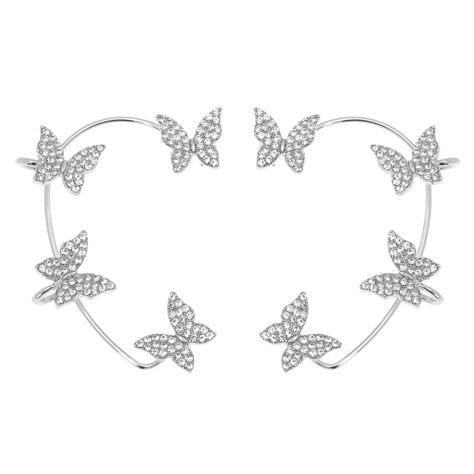 

1 Pair Butterflies Ear Clip Zircon No Piercing Earrings Fashion Ear Decors