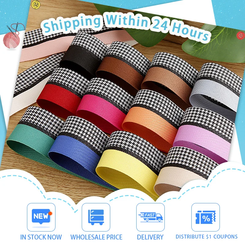 DIY Hair Adornment Materials Lattice Ribbon 10 Yards/Roll Polyester Cotton Ribbon Clothing Flowers Gifts Bow Wholesale 2023 New