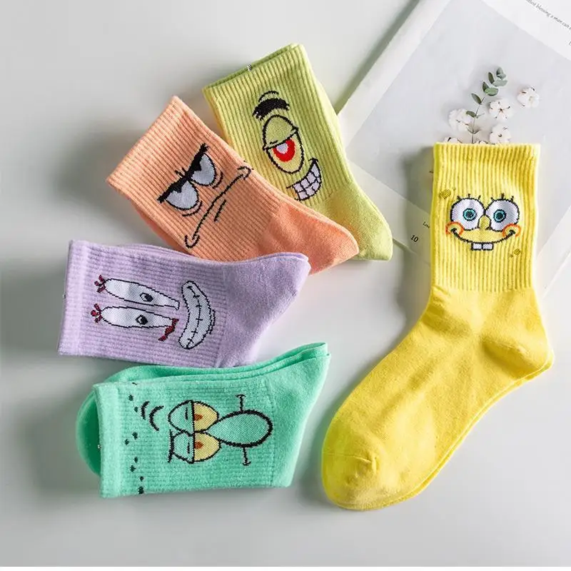 Kawaii Men Socks Happy Funny Cartoon Socks Cotton Casual Couples Socks Harajuku Hip Hop Socks Lolita Cartoon Chaussettes Unisex