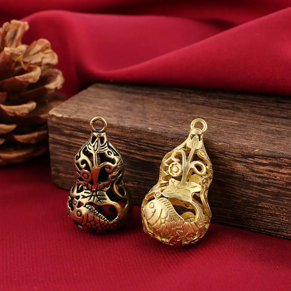 

Useful Bronze/Golden Color Gourd Figurine Hollow Out Pure Copper Gourd Sculpture Keychain Pendant Accessories Collectible