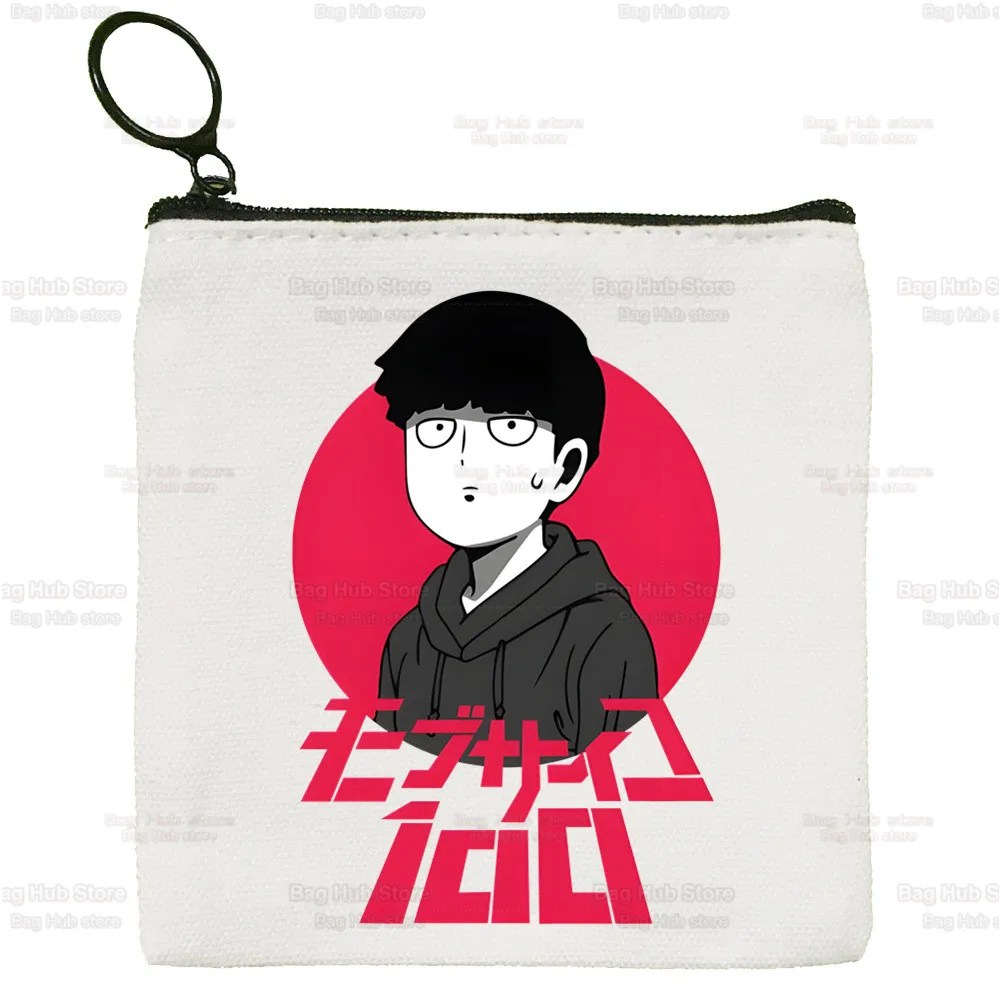 Mob Psycho 100 Canvas Coin Purse One Anime Manga Canvas Bag Small Square Bag Shigeo Kageyama Key Bag Card Bag Cartoon Coin Bag