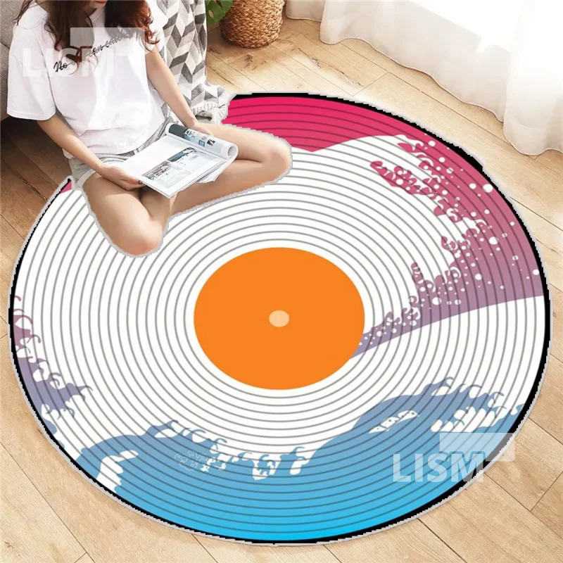 

Retro Round 3D Printed Carpet CD Record Model Sofa Antislip Floor Flannel Rugs Living Room Bedroom Yoga Leisure Decorative Mats