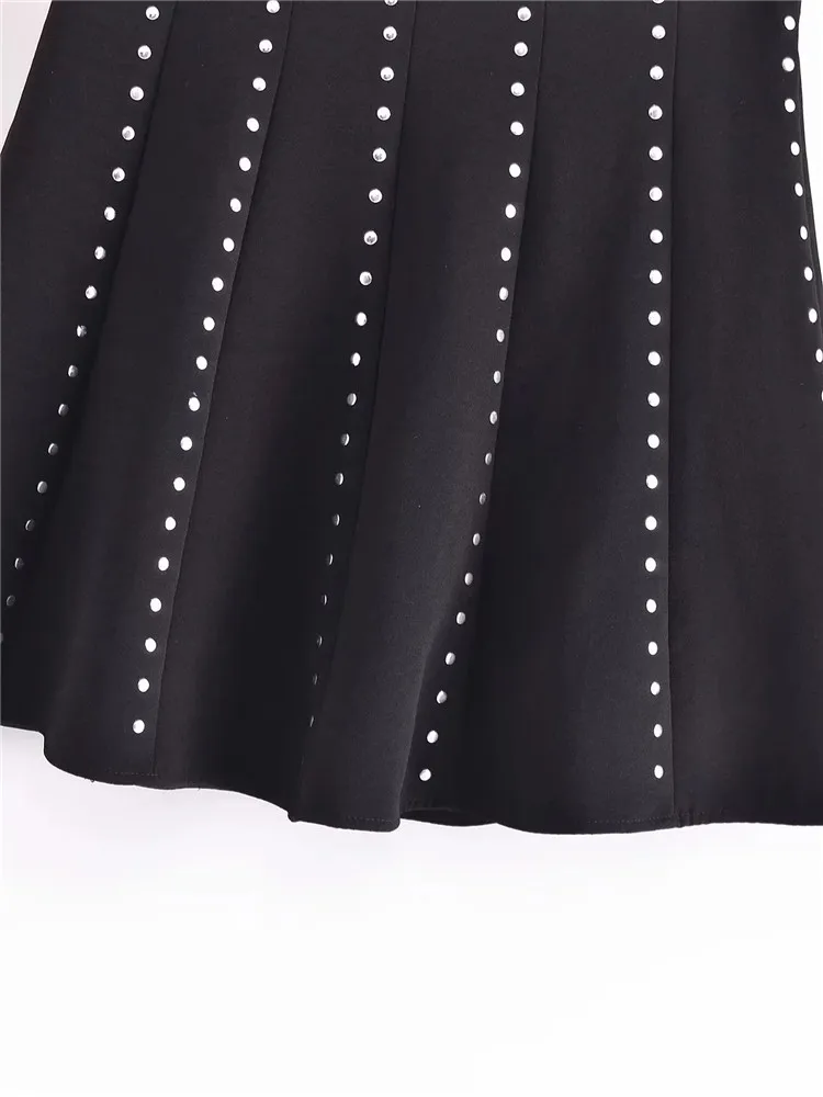 Юбка-мини женская плиссированная с завышенной талией и шипами - купить по