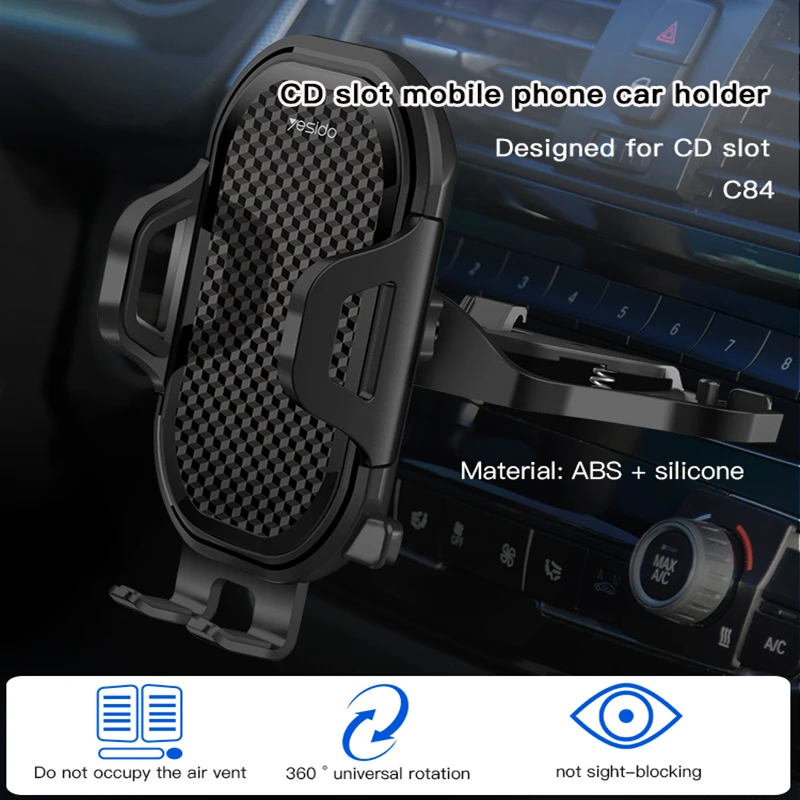 Yesido CD Car Phone Holder for Car Air Vent / CD Slot Mount car Phone Holder Stand CD Slot Car Phone Holder for iPhone Samsung