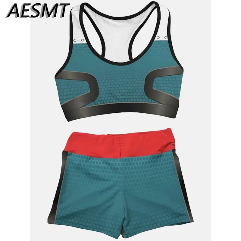 Anime My Hero Academia Cosplay Bakugou Katsuki Tank Top Shorts Women Sexy Gym Yoga Uniform Tracksuit Fitness Cosplay Costume
