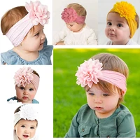 1pcslot 10cm large chiffon flowers with extra wide elastic nylon headband kids headwrap fashion headwear accessories headband