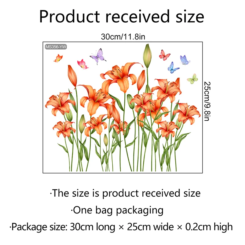 

ПВХ наклейка для стен Orange Flower Butterfly