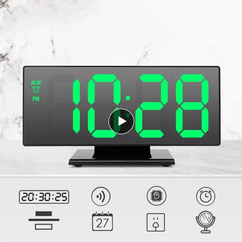 

Table Clock Digital LED Alarm Clock Snooze Wake Up Light Electronic Large Time Temperature Display Smart Home Decoration Clock