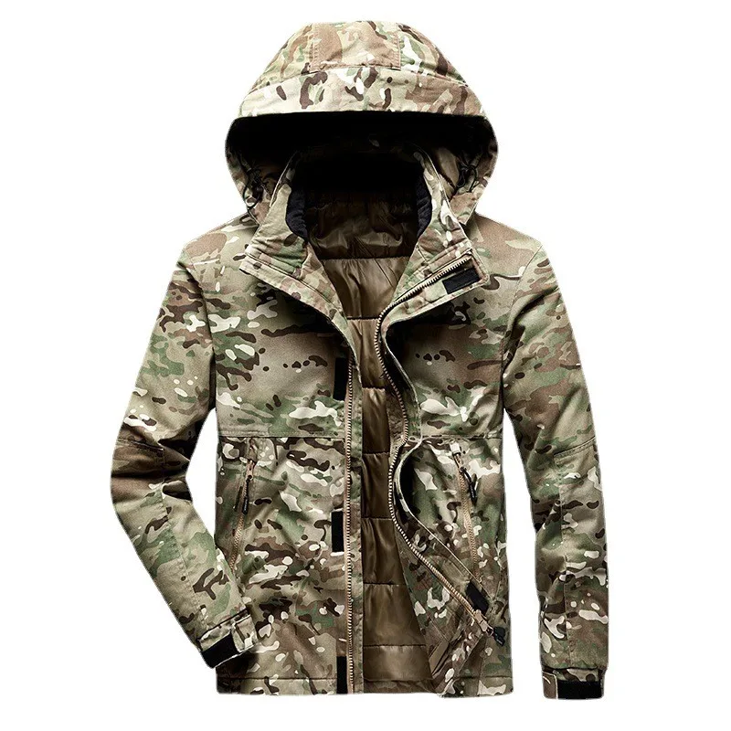 

Men Cotton Padded Hooded Jacket Men 2022 New Keep Warm Fashion Jacket Camouflage Windproof Black Soft Shell Jacket For Men