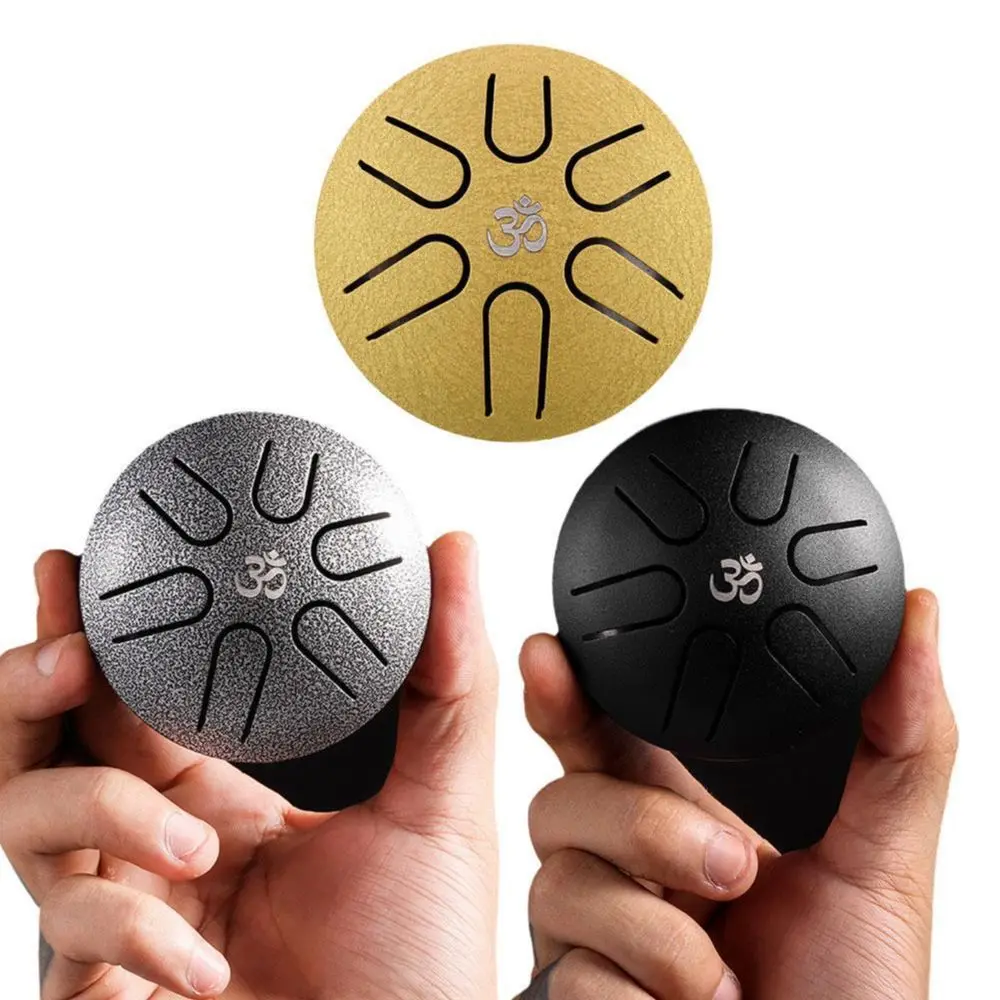 

HLURU 3 Inches Steel Tongue Drum 6 Notes Hand Held Ethereal Drum Zen Meditation Tools Spirit Exercise Percussion Instrument Toys