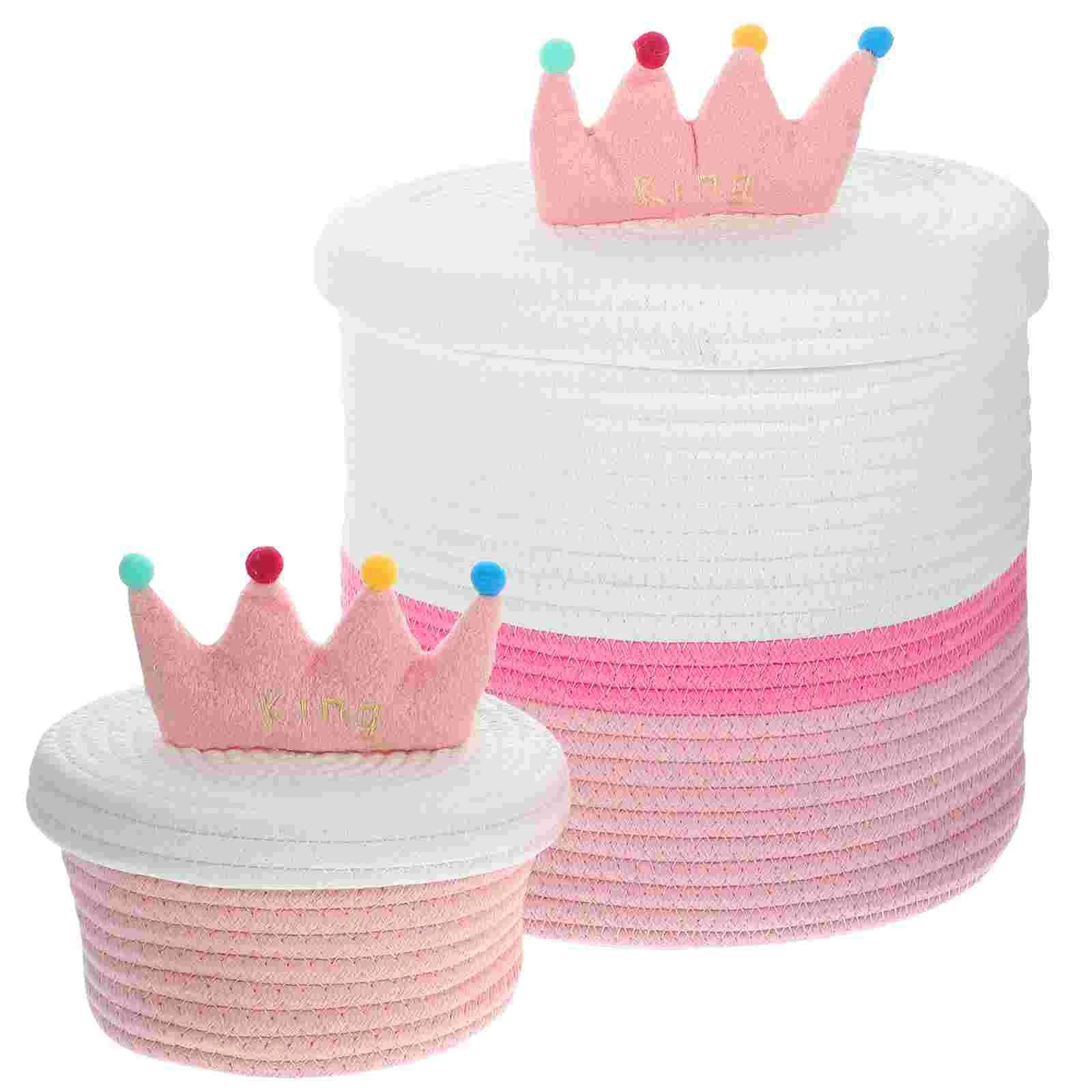 

Crown Rope Basket Storage Baskets Organizing Lid Woven Key Desktop Shelves Small