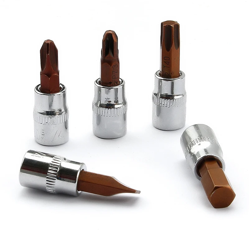 

1 шт. T10-T40 H3-H8 PH1-PH3 FD4-FD7 PZ1-PZ3 шестигранная крестовая отвертка Torx с плоской головкой 1/4 дюйма, инструменты, адаптер для гаечного ключа
