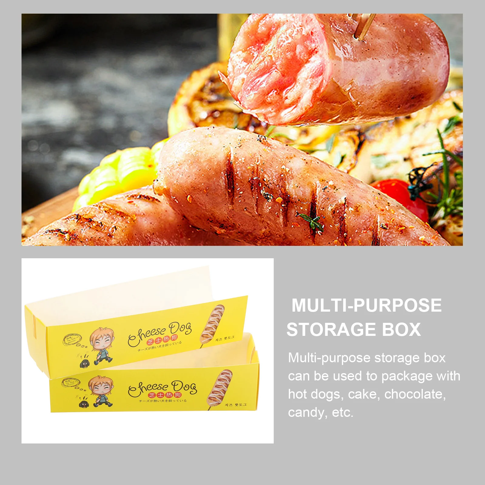 100 шт. коробки для хот-догов собаки колбаса контейнеры еды бумажный поднос суши