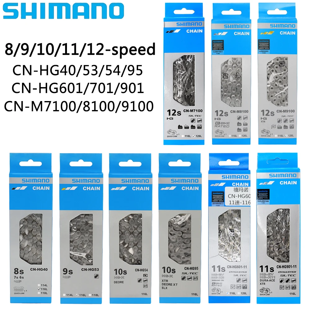 Велосипедная цепь SHIMANO HG HG53 HG54 HG95 HG601 HG701 HG901 M8100 M9100 9/10/11/12 скоростей 116L 126L для
