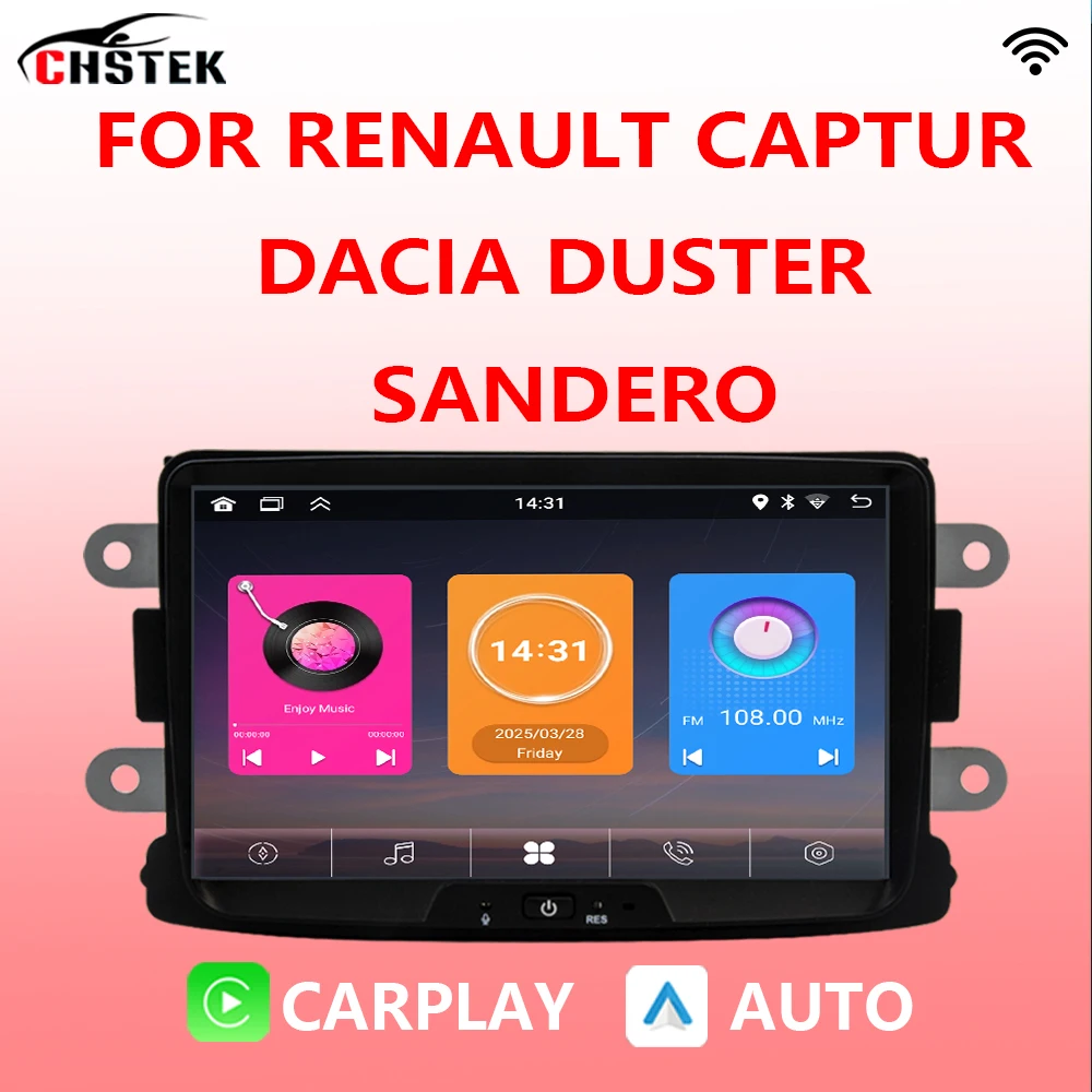 Фото CHSTEK автомобильный радиоприемник мультимедийный Carplay для Renault Captur Dacia Duster Sandero Logan Lodgy Bluetooth Android WIFI стерео беспроводной №1