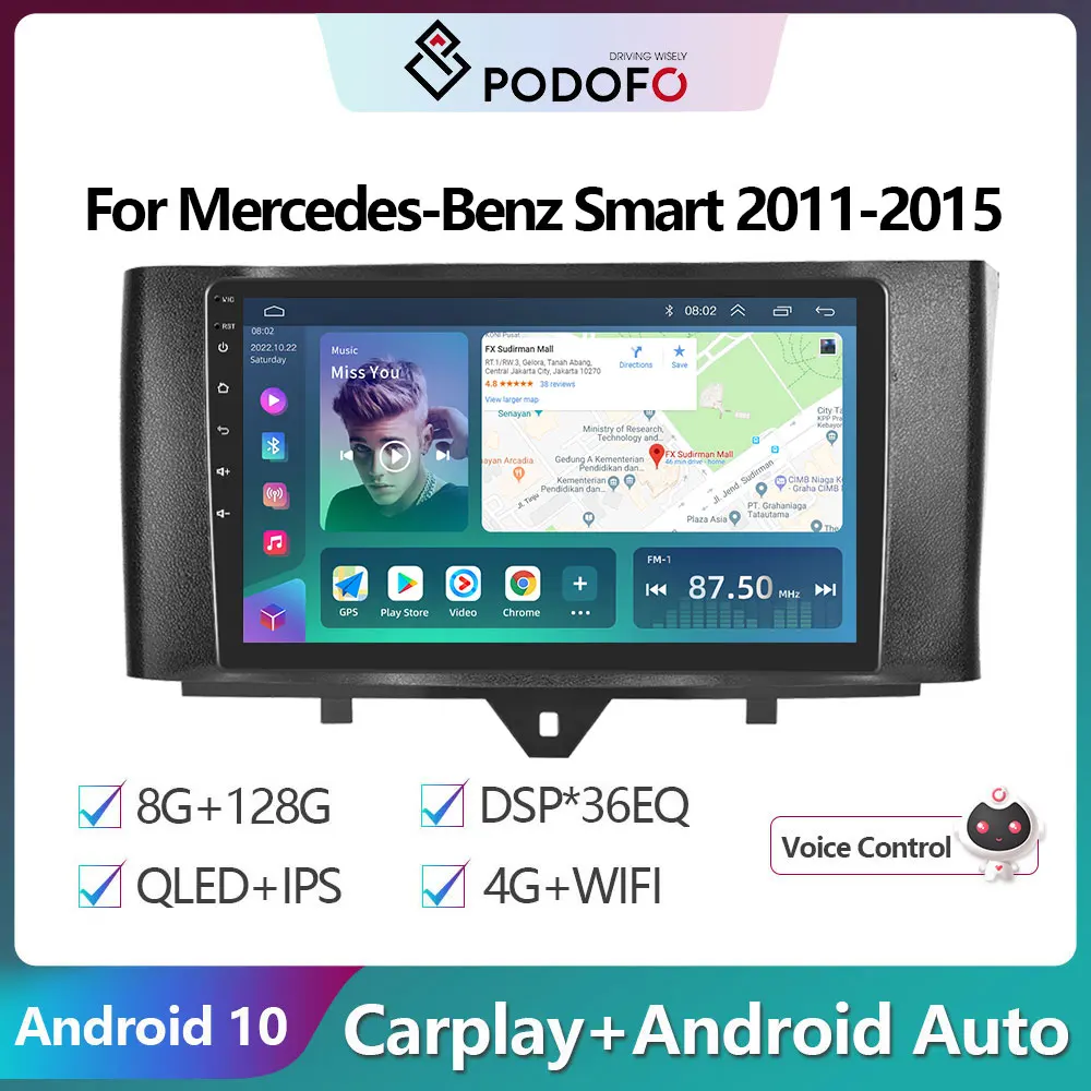 

Podofo For Mercedes-Benz Smart 2011-2015 Car Radio Multimedia Video Player Navigation stereo GPS Android No 2din 2 din dvd