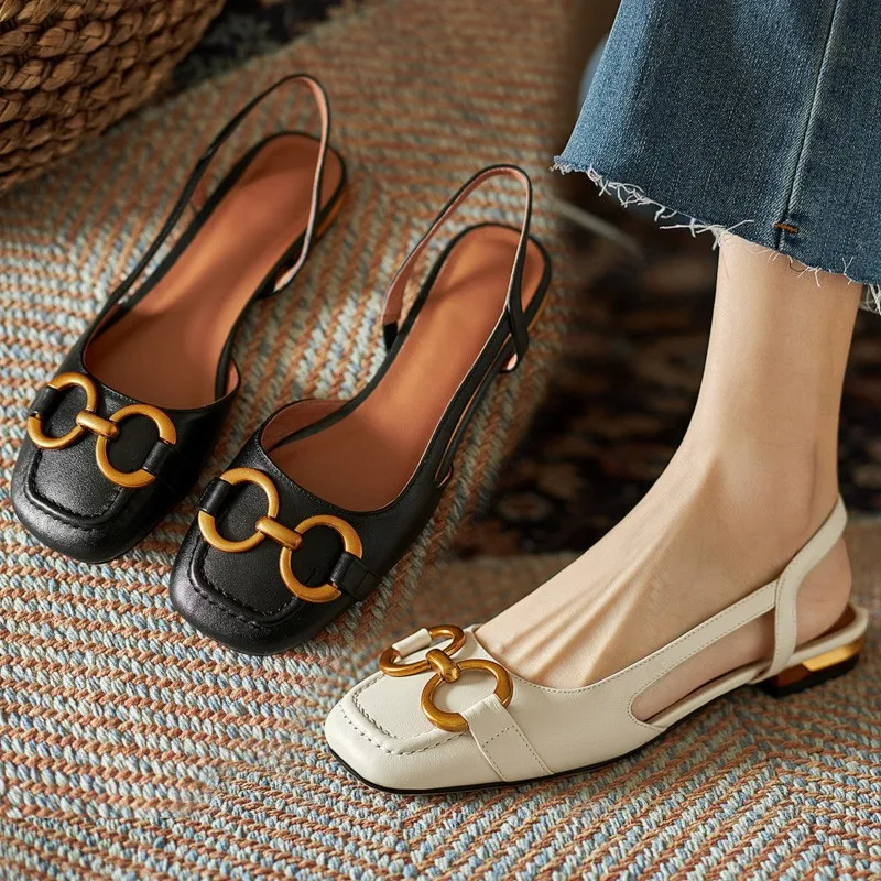 

Low Sandals Woman Leather Low-heeled Fabric Slides Rome Rubber PU Hoof Heels Low Sandals Woman Leather Low-heeled Rome Rubber Sl