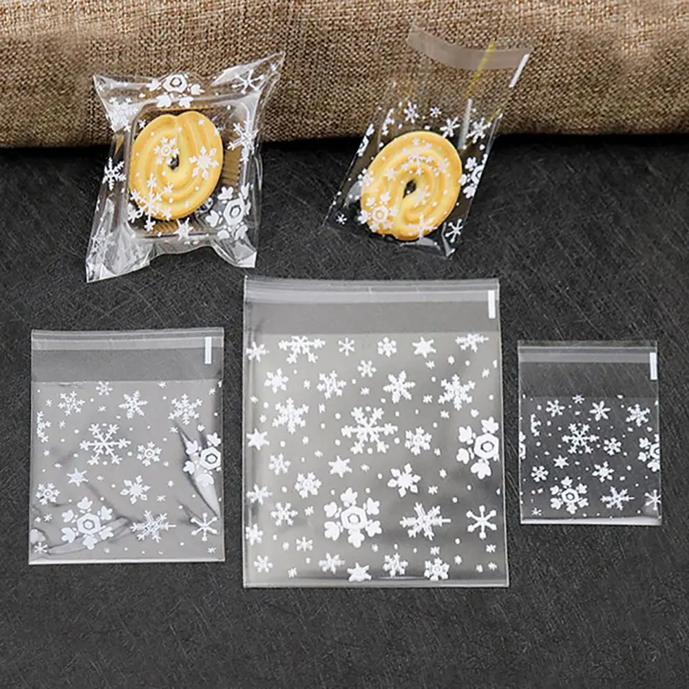 

100Pcs Snowflake Bags Useful Reusable Multi-purpose Clear Snowflake Biscuit Bags for Home Cookie Bags Candy Bag
