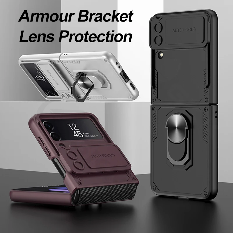 

Защитный чехол GKK Armor Slide Lens для Samsung Galaxy Z Flip 4, защитный чехол с кольцом и подставкой для Galaxy Z Flip 4