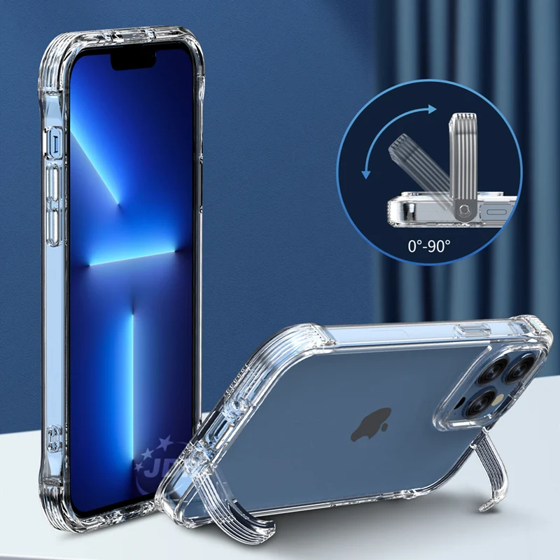 

invisible hook stand holder transparent shockproof case for iphone 11 12 13 pro max x xr xs Airbag anti-fall protective cover