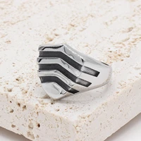 megin d stainless steel titanium retro zebra grain vintage shield hip hop punk rings for men women couple gift fashion jewelry