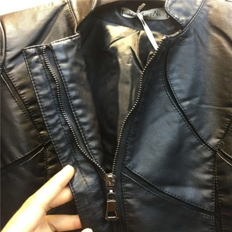 2022 New Leather Jacket Women's Short Style Women's Korean Style Stand Collar Leather Jacket Leather Jacket