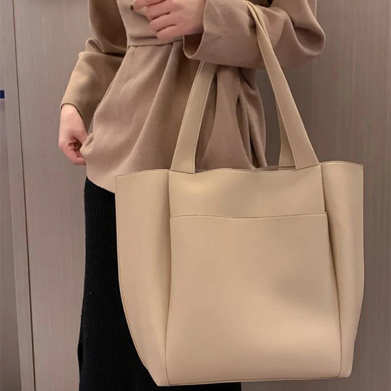 

Large Capacity Big Square Bag Simple Shoulder Bags High Quality PU Leather Handbags and Purse Retro Tote Bags Women's Bag