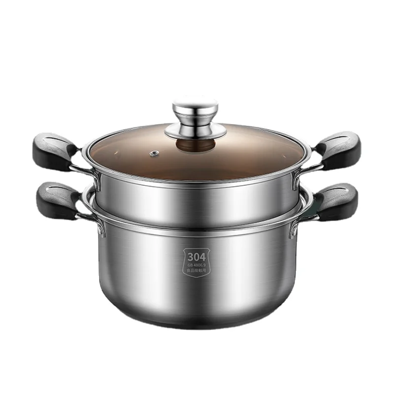 304 Stainless Steel Soup Pot Thickened Household Soup Coying Pot Porridge Pot Stew-Pan Pot Gas Induction Cooker Soup Cooking