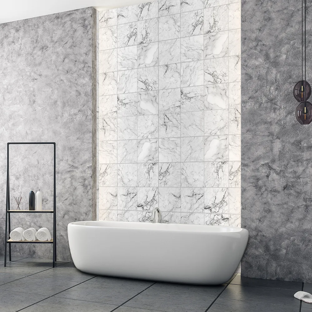 

Marble Tiles Sticker Kitchen Backsplash Wardrobe Bathroom Waterproof Peel & Stick Bright Film Art Wall Decals