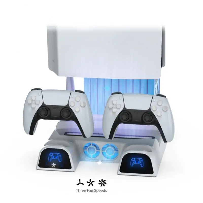 

For PS5 Dual Controller Charger Console Vertical Cooling Stand Fast Charging Station LED Fan For SONY Playstation5 Disc/Digital