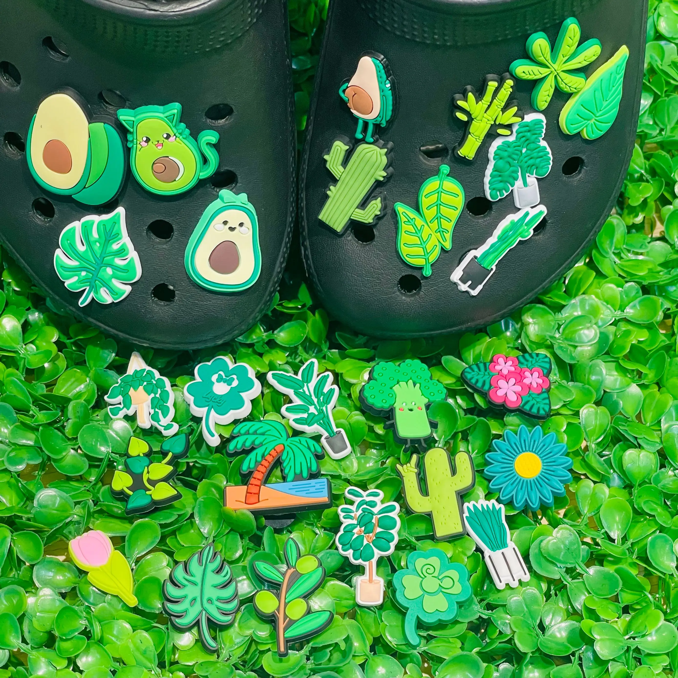 Зеленая Серия 13-27 Шт. ПВХ Виноград Авокадо Гриб Обувь С Пряжкой Подвески Сандалии