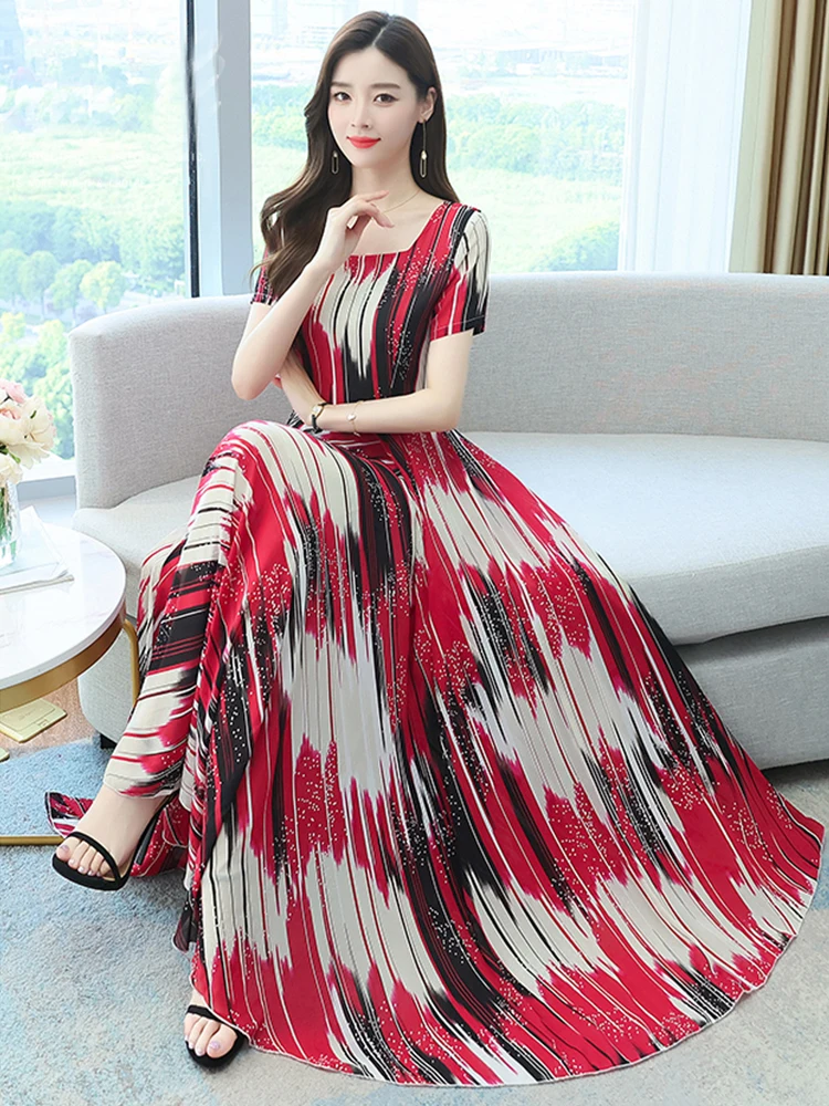 

Long Women Clothing Summer 2023 Chiffon Dress Boho Vintage Beach Party Floral Elegant Fashion Luxury Maxi Prom Evening Dresses