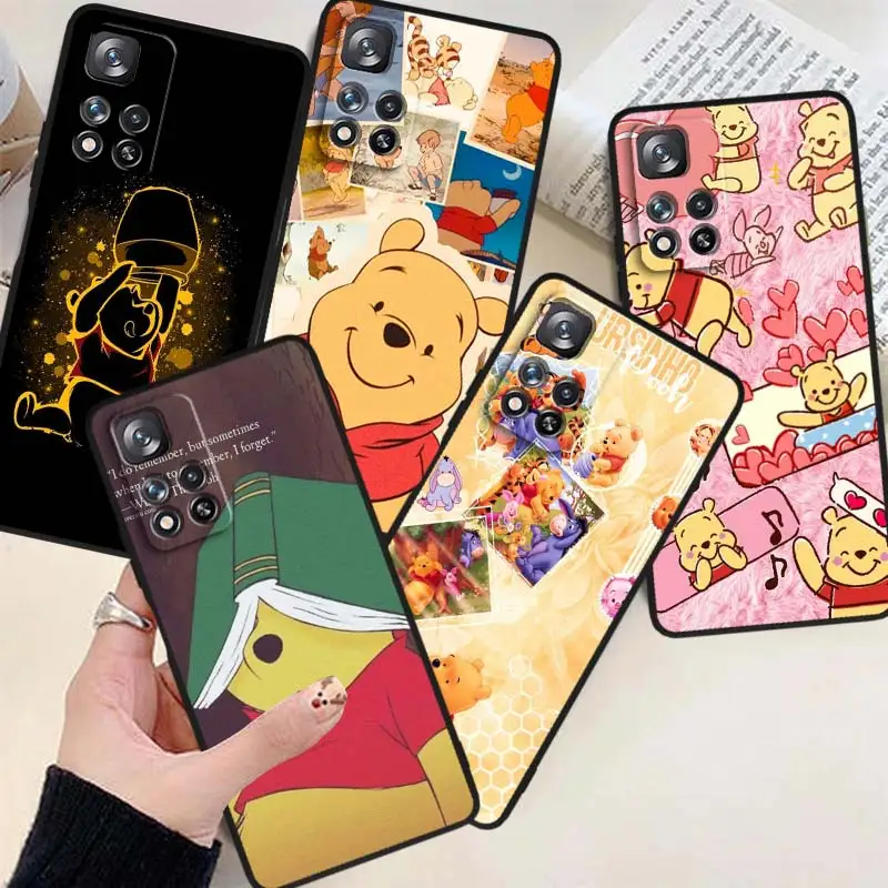 

Disney Winnie the Pooh Phone Case For Xiaomi Redmi Note 12 11E 11S 11 11T 10 10S 9 9T Trubo Pro Speed Plus 5G Black Cover