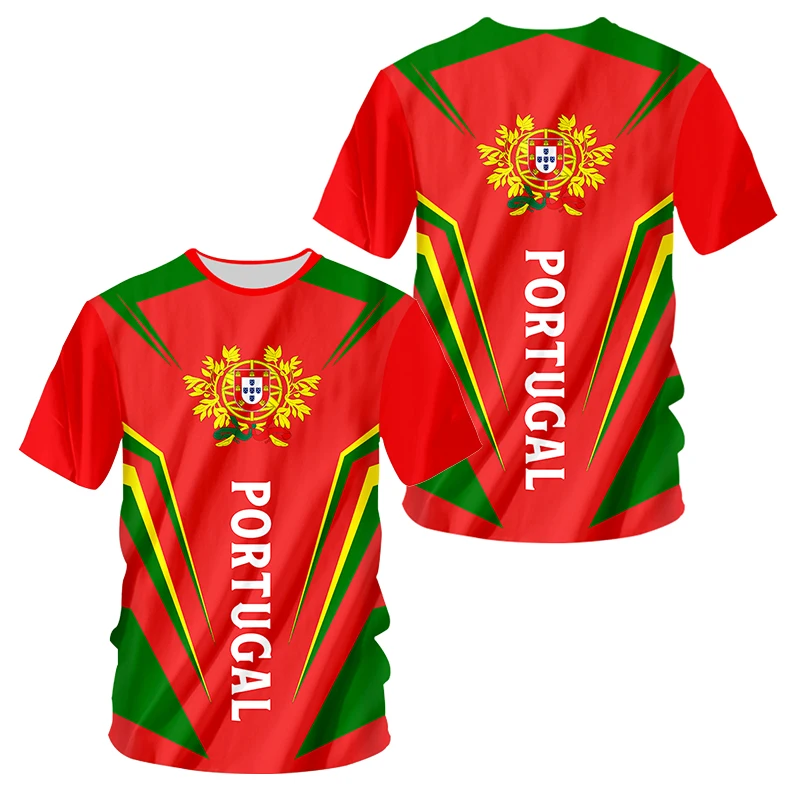 

Portugal Flag Men's T-shirts Summer Short Sleeve O-neck Fashion Top National Emblem Print Harajuku Oversized Neutral Clothing