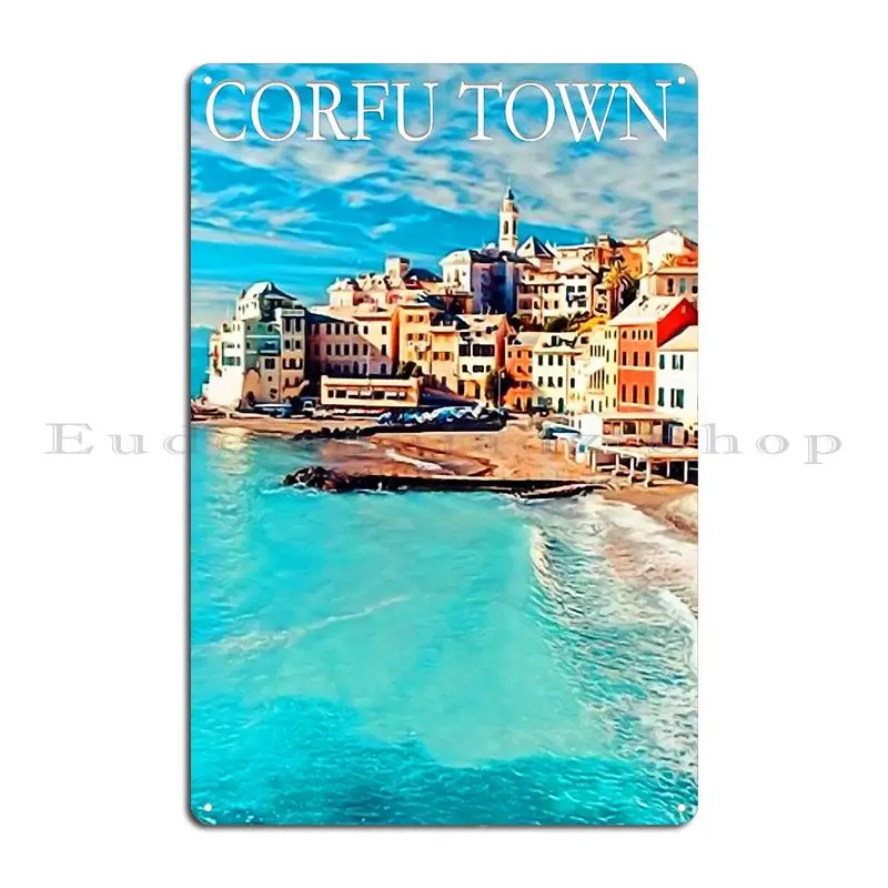 Фото Плакат с металлической табличкой Corfu Town на заказ, настенная пещера, забавный винтажный бар, жестяная вывеска, постер №2