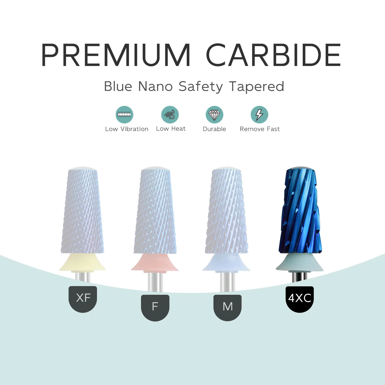 HYTOOS Blue Nano безопасные конические сверла для ногтей 4XC закругленные твердосплавные