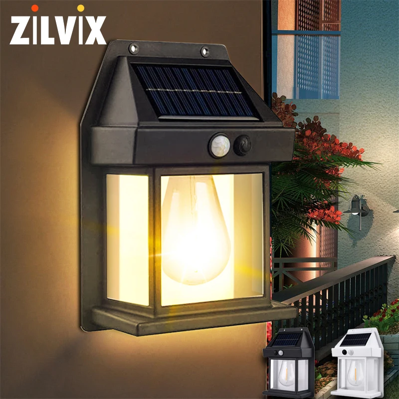 

Solar Tungsten Wall Light Outdoor Sconce Motion Sensor Lamp Waterproof Exterior Lighting Fixtures for House Patio Porch Garage