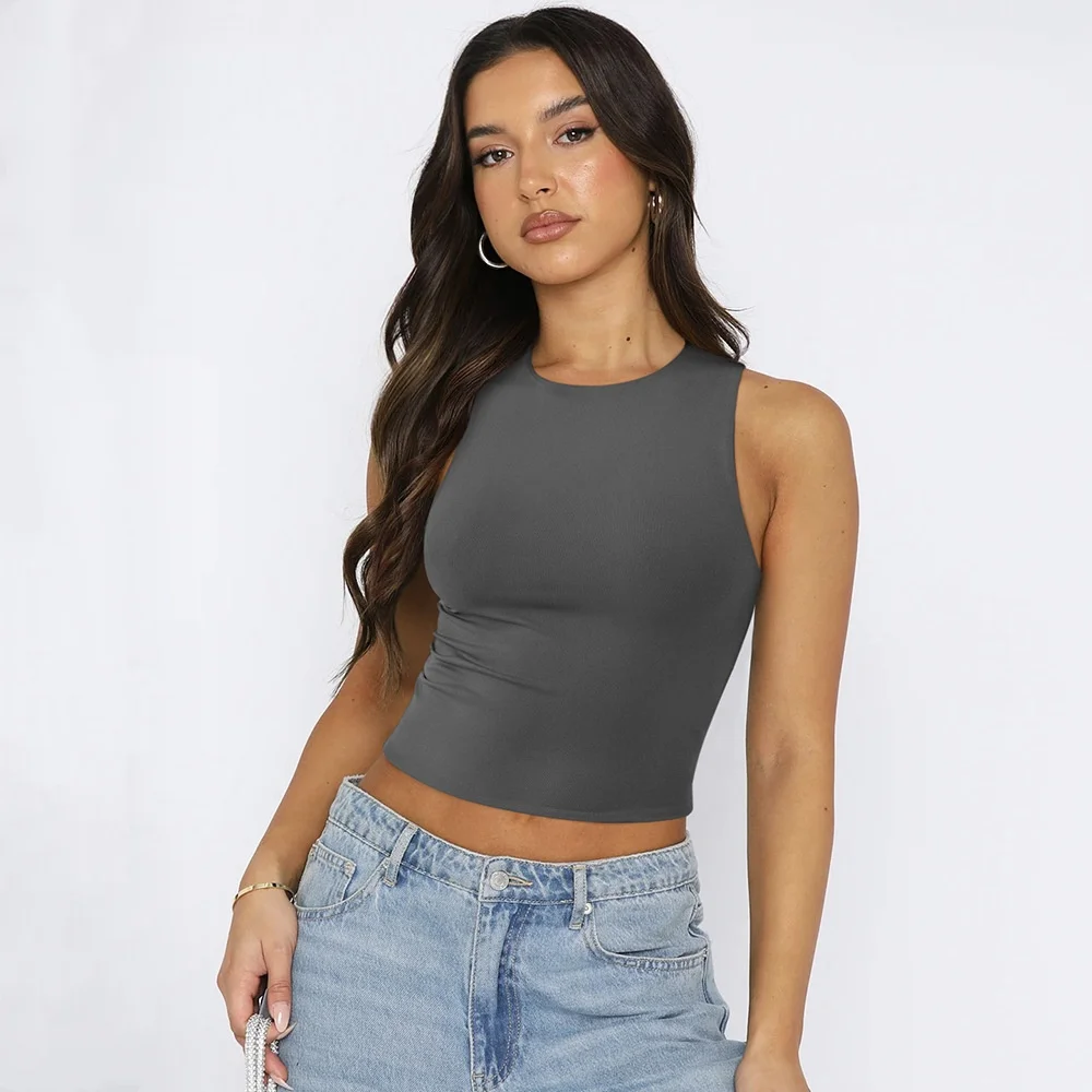 Топ с вырезами для девочек черные укороченные топы без рукавов женский