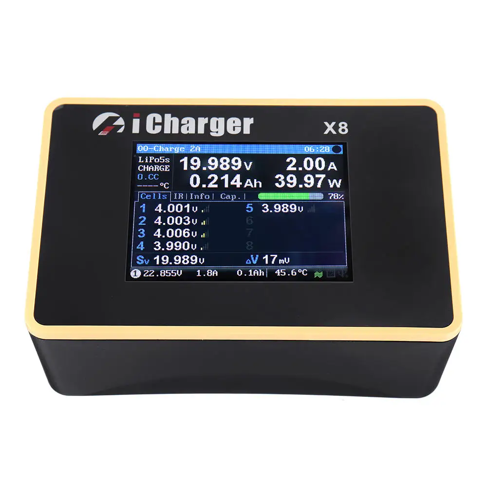Зарядное устройство i Charger X8 1100 Вт 30A DC ЖК-экран, умное зарядное устройство для батарей 1-8s LiPo/Lilo/LiFe/LiHV