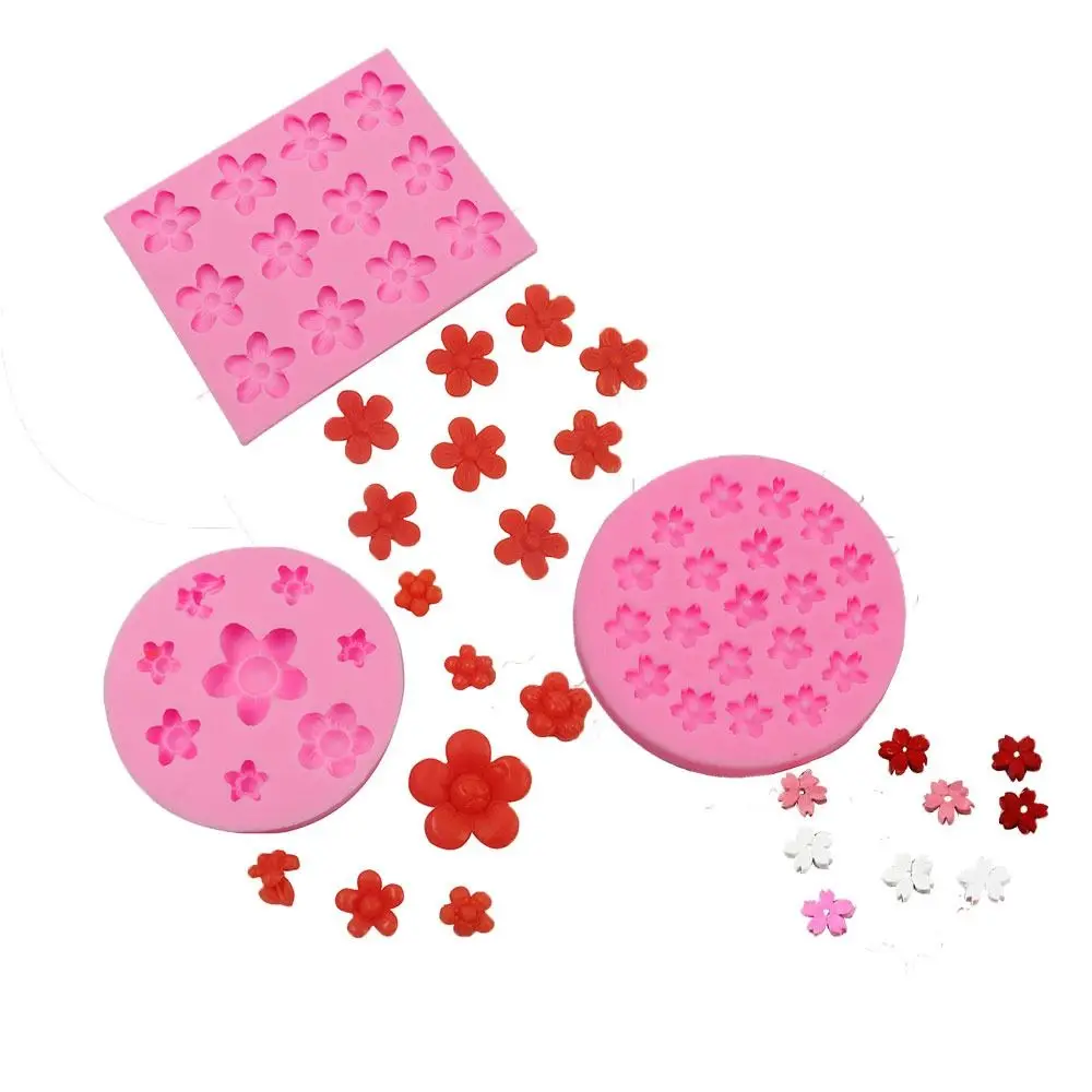 

3pcs pink Flower Fondant Molds Decorating Silicone Mold Fondant silicone mold for Gum Sugar Craft Butter Clay Resin