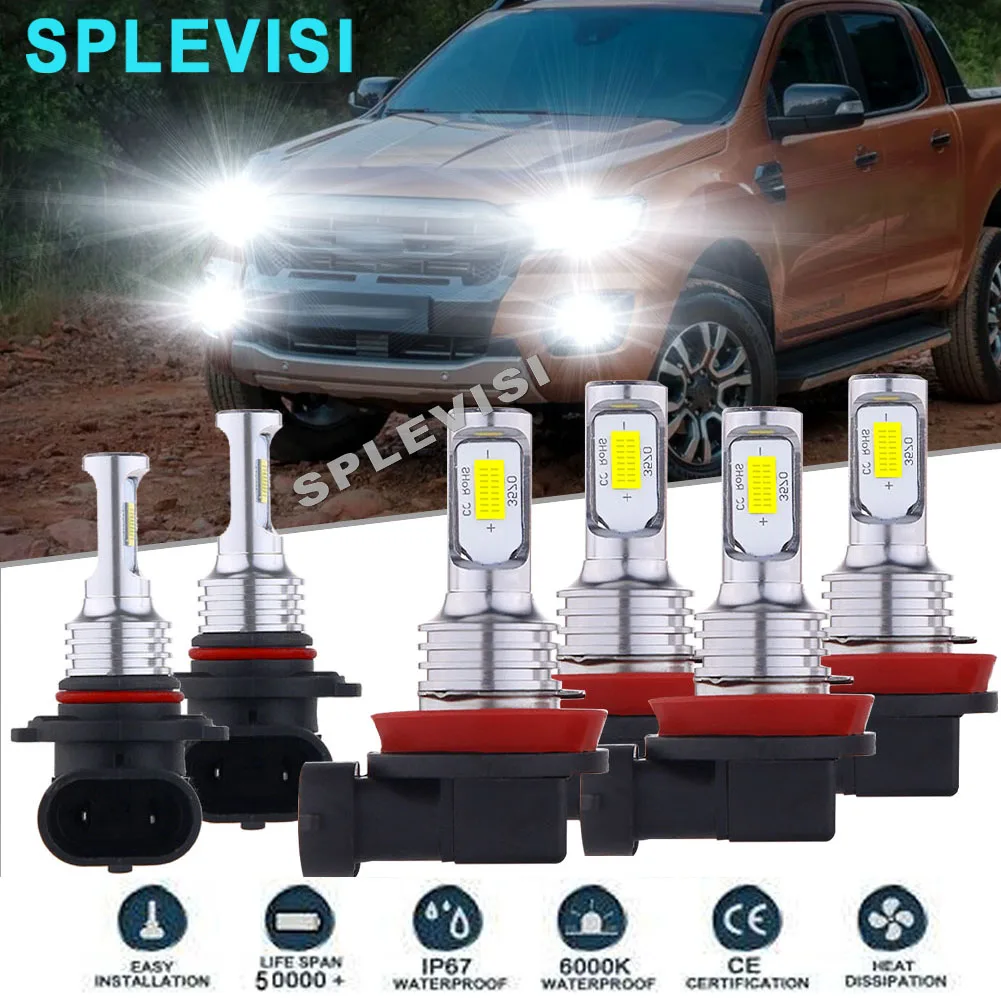 

LED Headlight Fog Light Hi Low Beam HID White For Ford Ranger 2019 2020 Ford Edge 2007 2008 2009 2010