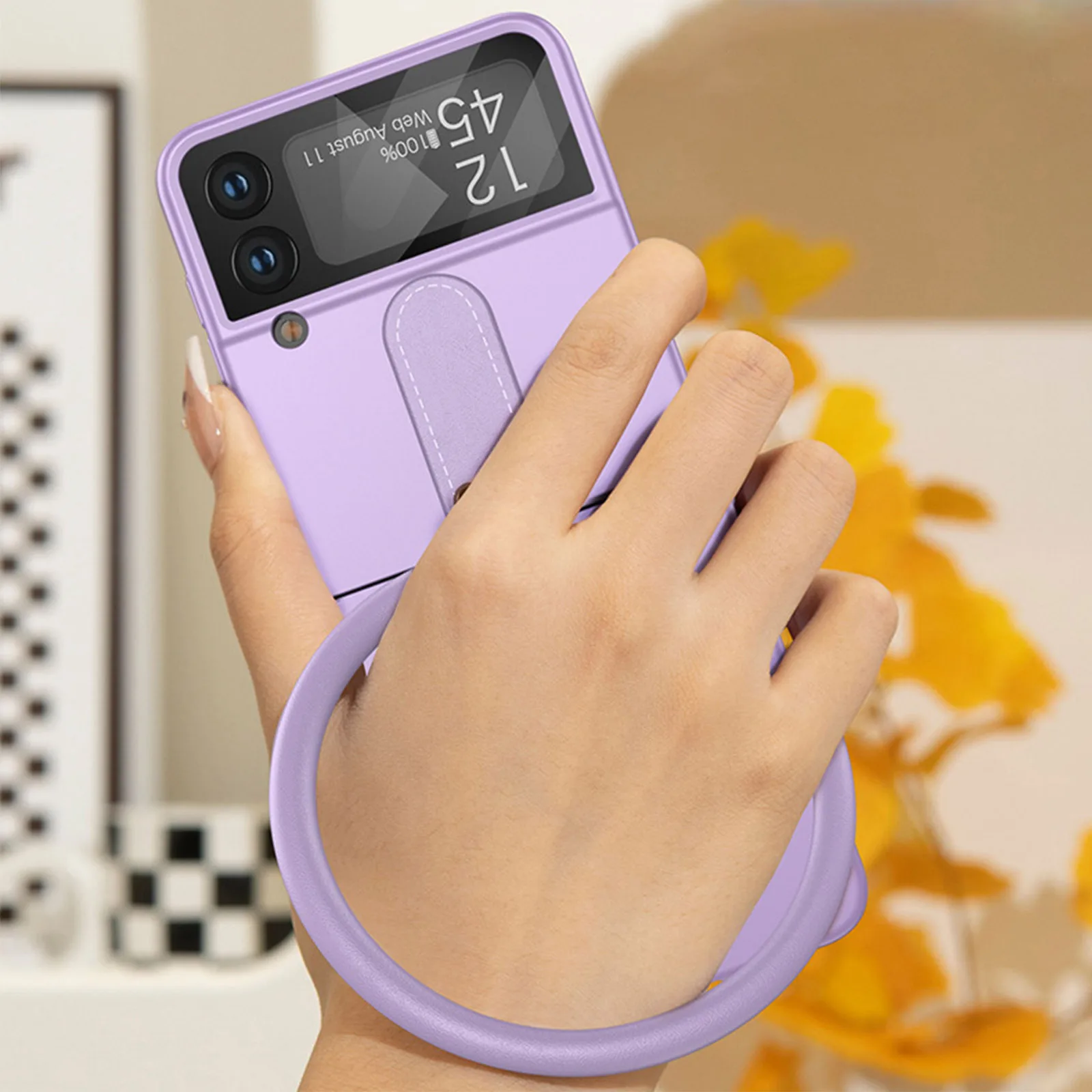 Luxury Ring Bracelet Hard Case for Samsung Galaxy Z Flip 3 Z Flip4 5G with Lens Camera Protector Shockproof Phone Cover 2022 New