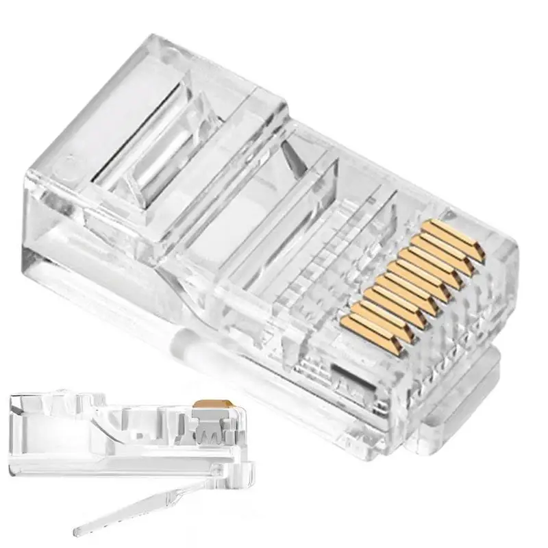 

Оптовая продажа, 100 шт., Кристальный разъем 8P8C RJ45, Модульный сетевой кабель Ethernet, головка вилки для UTP Cat5 Cat5e Cat6, мужской адаптер RJ45