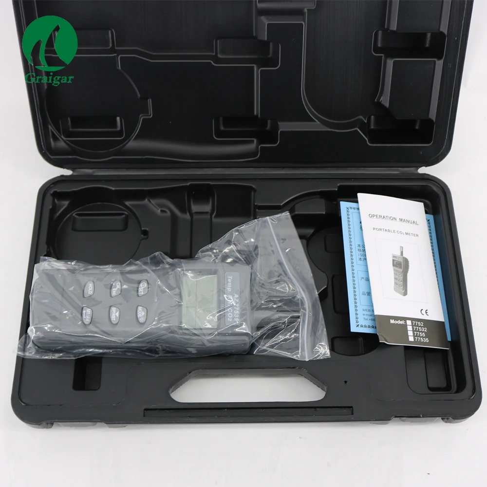 AZ77535 Монитор качества воздуха Измеритель углекислого газа CO2 9999 ppm Температура и