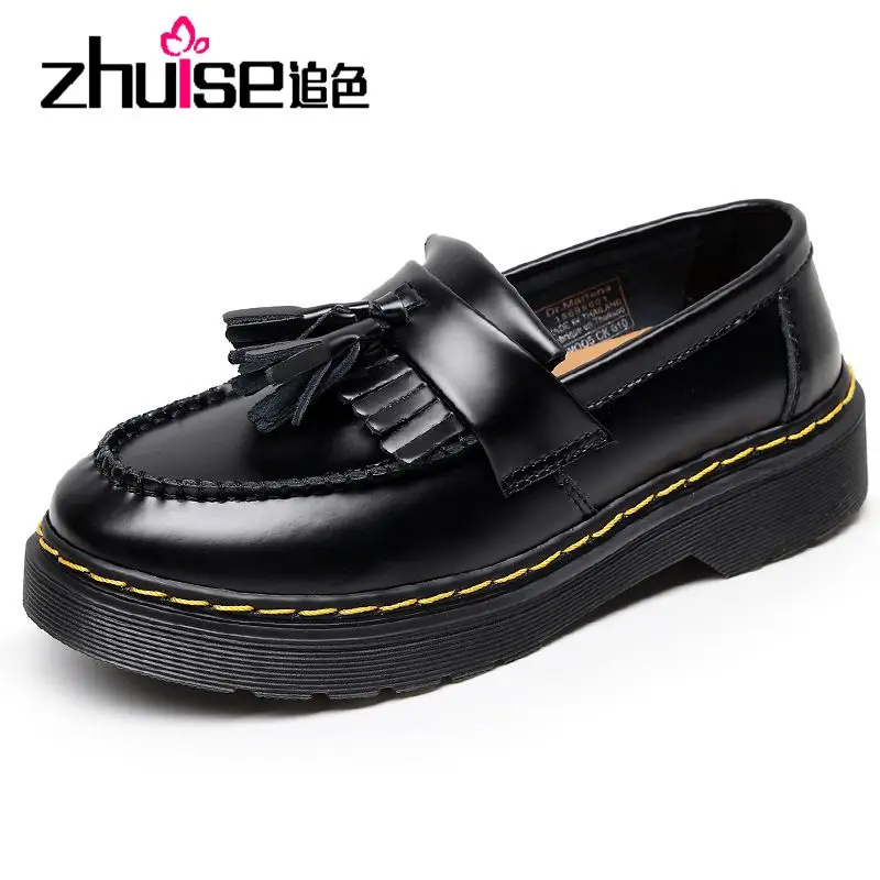 

Весенние лоуферы для женщин в британском стиле из мягкой кожи набор туфель для ног Маленькая кожаная обувь на толстой подошве женская обувь...